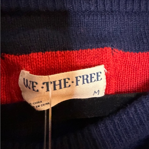 Free People We The Free Into The Blue Pullover Red Combo Medium Wool Blend New - Picture 8 of 11